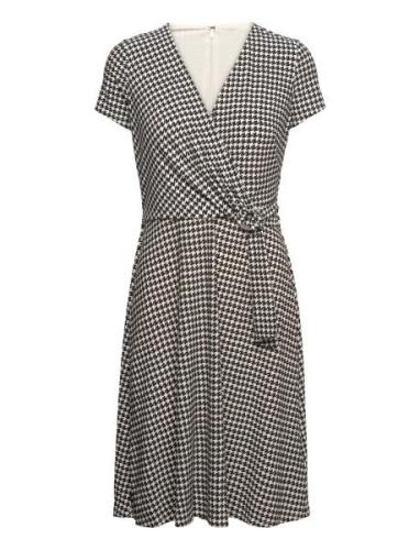 Lauren Ralph Lauren Houndstooth Jersey Surplice Dress Svart