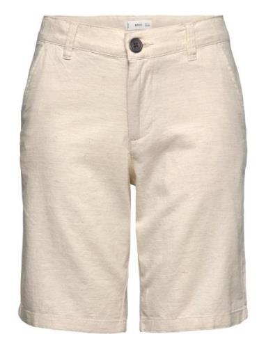 Mango Linen Chino Bermuda Shorts Beige