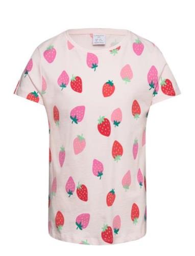 Lindex Top Ss Strawberry Aop Rosa