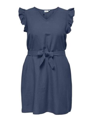 Carjupiter Life S/L Frill Abk Dress Wvn Kort Klänning Blue ONLY Carmak...