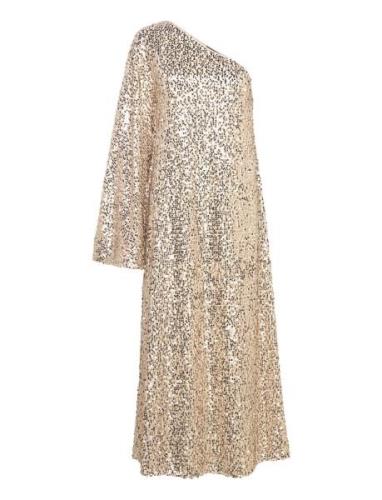 ROTATE Birger Christensen Net Sequins Maxi Dress Guld