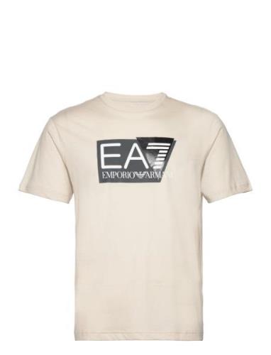 T-Shirt Tops T-shirts Short-sleeved Cream EA7