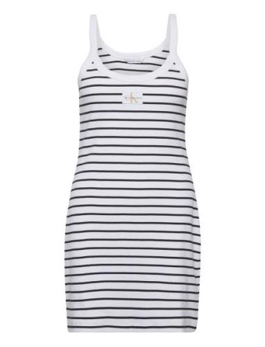 Calvin Klein Jeans Woven Label Rib Tank Dress Vit