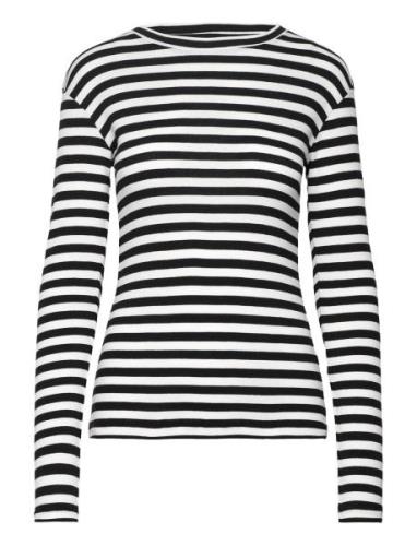 2X2 Cotton Stripe Tuba Tee Ls Tops T-shirts & Tops Long-sleeved Black ...