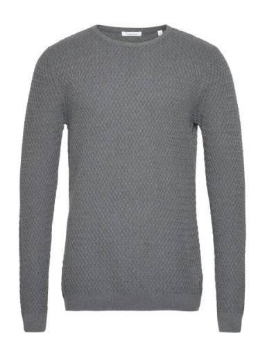 Small Diamond Knit - Gots/Vegan Tops Knitwear Round Necks Grey Knowled...