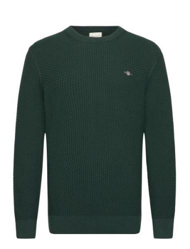 GANT Cotton Texture C-Neck Khaki Green