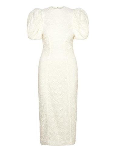 ROTATE Birger Christensen Lace Midi Fitted Dress Vit