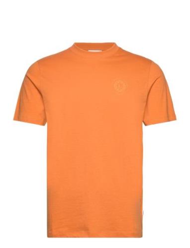 Photo Print Tee S/S Tops T-shirts Short-sleeved Orange Lindbergh