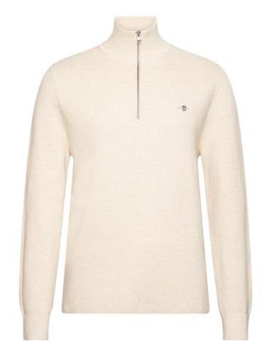 Milano Knit Cotton Half Zip Tops Knitwear Half Zip Jumpers Beige GANT