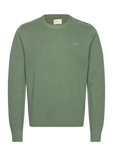 GANT Milano Knit Cotton Butt D C-Neck Grön