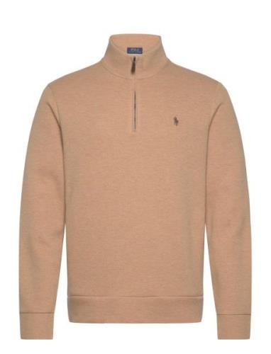 Polo Ralph Lauren Double-Knit Mesh Quarter-Zip Pullover Beige