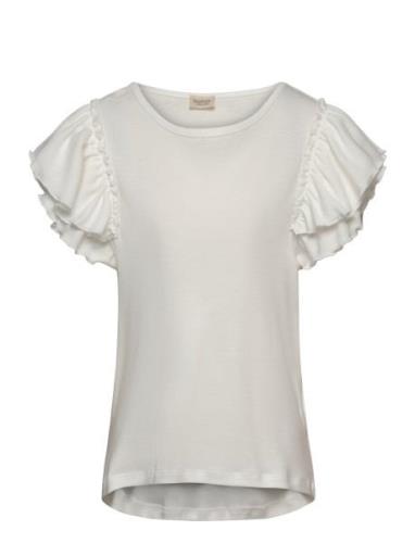 Tavora Frill Tops T-shirts Short-sleeved White MarMar Copenhagen