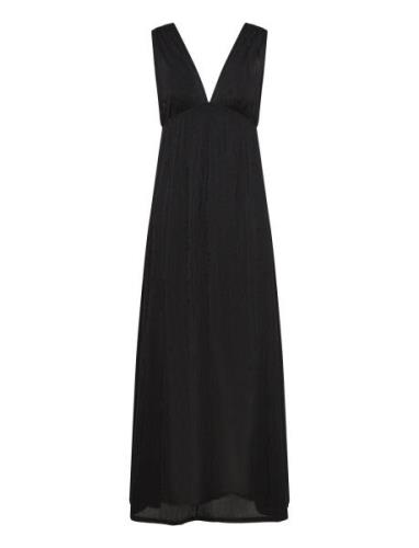 Deep V Maxi Dress Maxiklänning Festklänning Black Gina Tricot