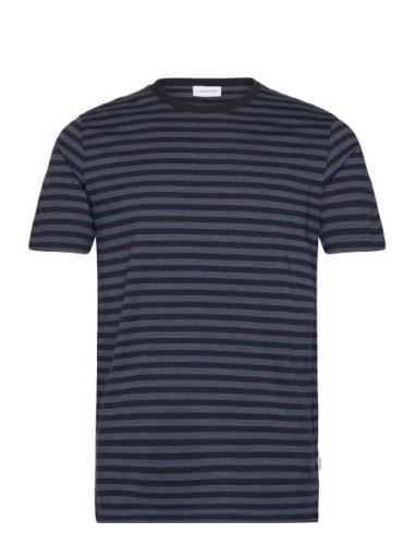 Striped Tee S/S Tops T-shirts Short-sleeved Navy Lindbergh