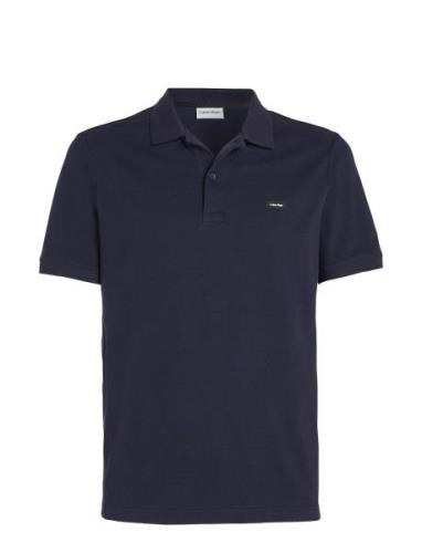 Calvin Klein Stretch Pique Slim Button Polo Marinblå