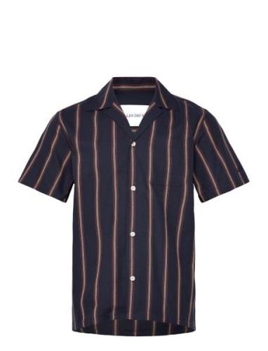 Lawson Stripe Ss Shirt Designers Shirts Short-sleeved Navy Les Deux