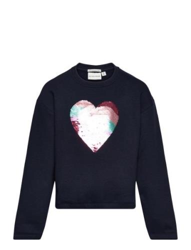 Tom Tailor Sequin Artwork Sweatshirt Marinblå