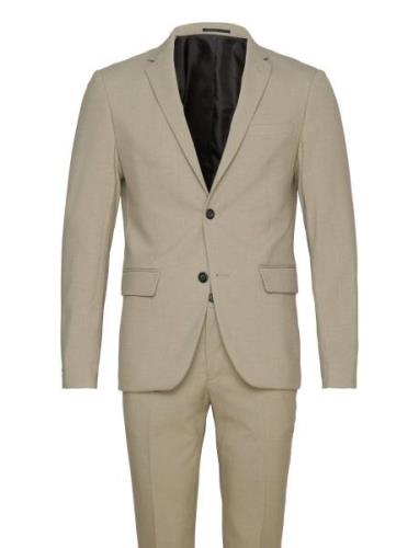 Plain Mens Suit - Normal Lenght Kostym Beige Lindbergh
