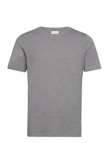 Mouliné O-Neck Tee S/S Tops T-shirts Short-sleeved Grey Lindbergh