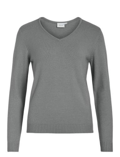 Vila Viril V-Neck L/S Knit Top - Noos Grå