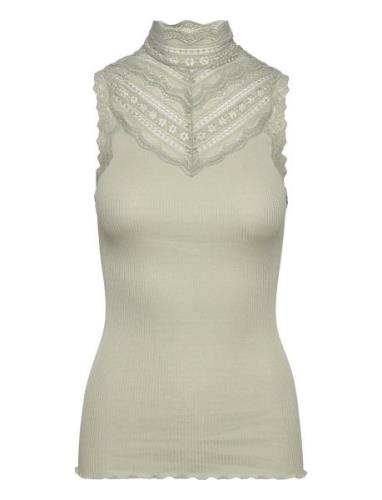 Rosemunde Silk Top W/ Lace Khaki Green