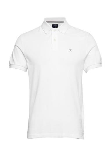Slim Fit Logo Tops Polos Short-sleeved White Hackett London