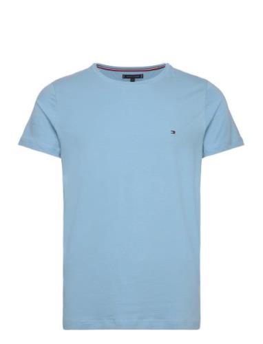 Stretch Slim Fit Tee Tops T-shirts Short-sleeved Blue Tommy Hilfiger