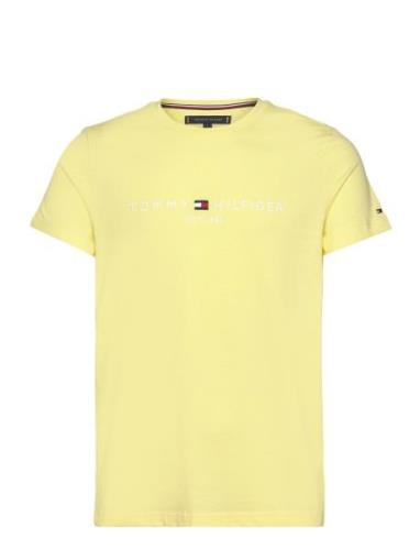 Tommy Logo Tee Tops T-shirts Short-sleeved Yellow Tommy Hilfiger