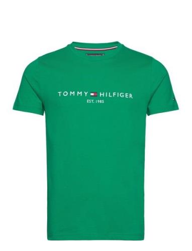 Tommy Logo Tee Tops T-shirts Short-sleeved Green Tommy Hilfiger