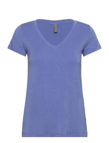 Cupoppy V-Neck T-Shirt Tops T-shirts & Tops Short-sleeved Blue Culture