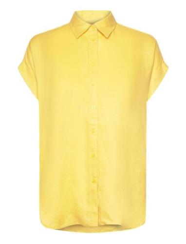 Linen Dolman-Sleeve Shirt Tops Shirts Short-sleeved Yellow Lauren Ralp...