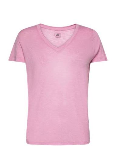 V Neck Tee Tops T-shirts & Tops Short-sleeved Pink Lee Jeans