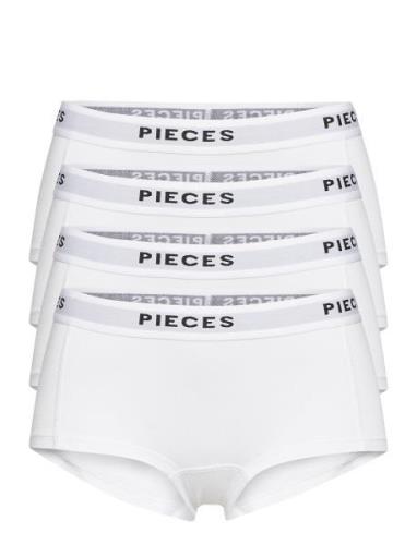 Pclogo Lady 4 Pack Solid Noos Bc Hipstertrosa Underkläder White Pieces