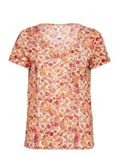Objtessi Slub S/S V-Neck Noos Tops T-shirts & Tops Short-sleeved Multi...