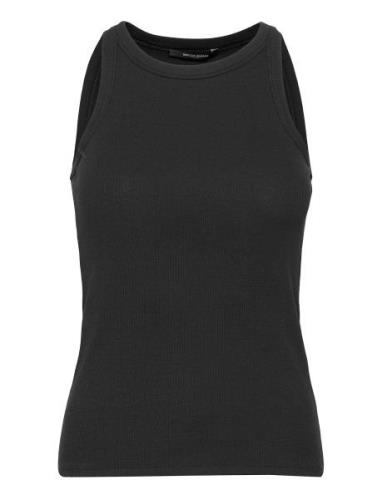 Katybb Rib Tank Top Tops T-shirts & Tops Sleeveless Black Bruuns Bazaa...