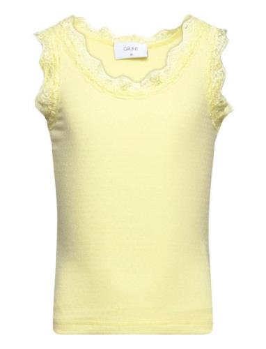 Sun Strap Tee Tops T-shirts Sleeveless Yellow Grunt