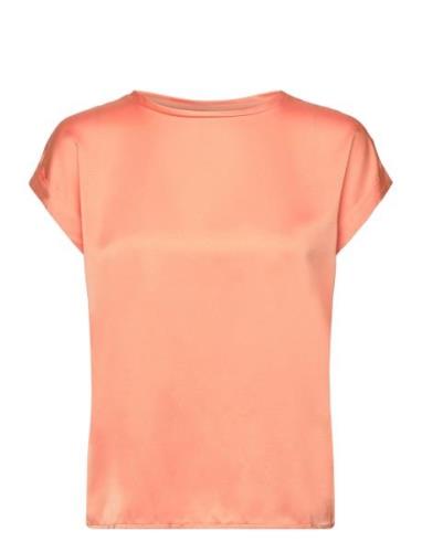 Vila Viellette S/S Satin Top - Noos Korall