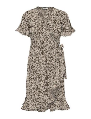 Onlolivia S/S Wrap Dress Wvn Noos Kort Klänning Brown ONLY