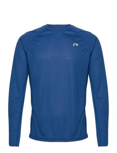 Men Core Running T-Shirt L/S Sport T-shirts Long-sleeved Blue Newline