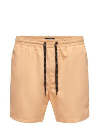 Onsted Life Short Swim Noos Badshorts Orange ONLY & SONS