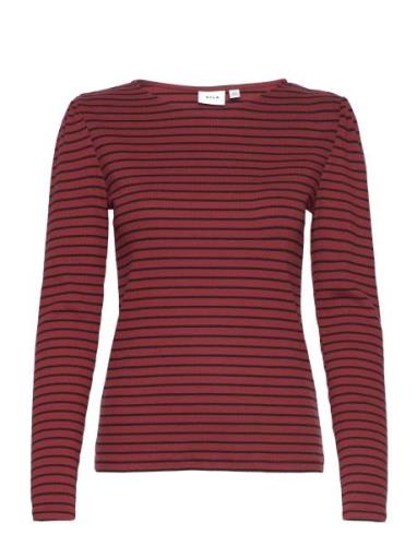 Vibalu Puff L/S Rib Top - Tops T-shirts & Tops Long-sleeved Burgundy V...