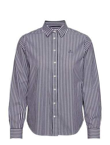 Reg Broadcloth Striped Shirt Tops Shirts Long-sleeved Blue GANT