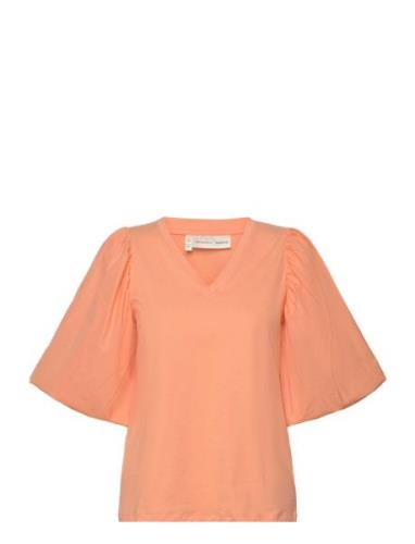 Umeiw V-Neck Tops Blouses Short-sleeved Orange InWear