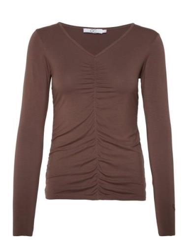 Cc Heart Sofia Gathered Front Blous Tops Blouses Long-sleeved Brown Co...