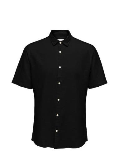Onscaiden Ss Solid Linen Shirt Noos Tops Shirts Short-sleeved Black ON...