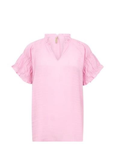 Sc-Calypso Tops Blouses Short-sleeved Pink Soyaconcept