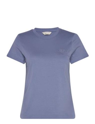 Reg Tonal Shield Ss T-Shirt Tops T-shirts & Tops Short-sleeved Blue GA...