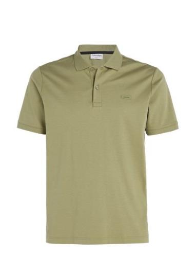 Smooth Cotton Slim Polo Tops Polos Short-sleeved Green Calvin Klein