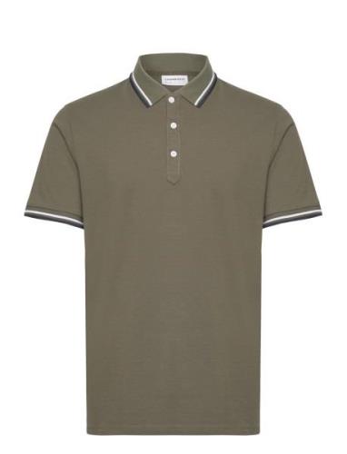 Polo Shirt With Contrast Piping Tops Polos Short-sleeved Khaki Green L...
