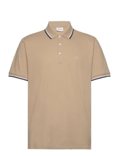 Polo Shirt With Contrast Piping Tops Polos Short-sleeved Beige Lindber...